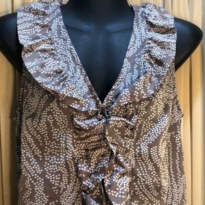 Ann Taylor Sleeveless Blouse 4 Petite Polka Dot